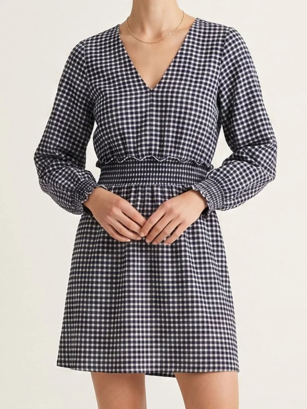 checked mini dress zara SHORT PLAID DRESS - Ecru / Beige